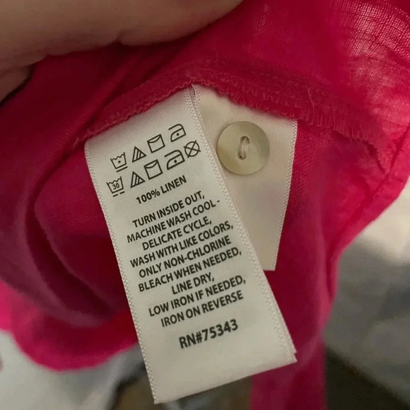 Sigrid Olsen bright pink 100% Linen Button Down Shirt Size 2X - Picture 8 of 9